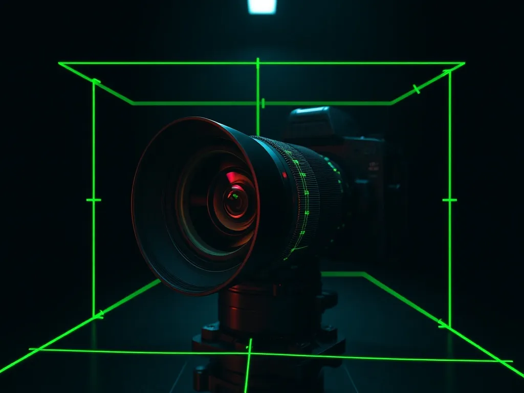 A technical diagram of a professional camera lens setup in a